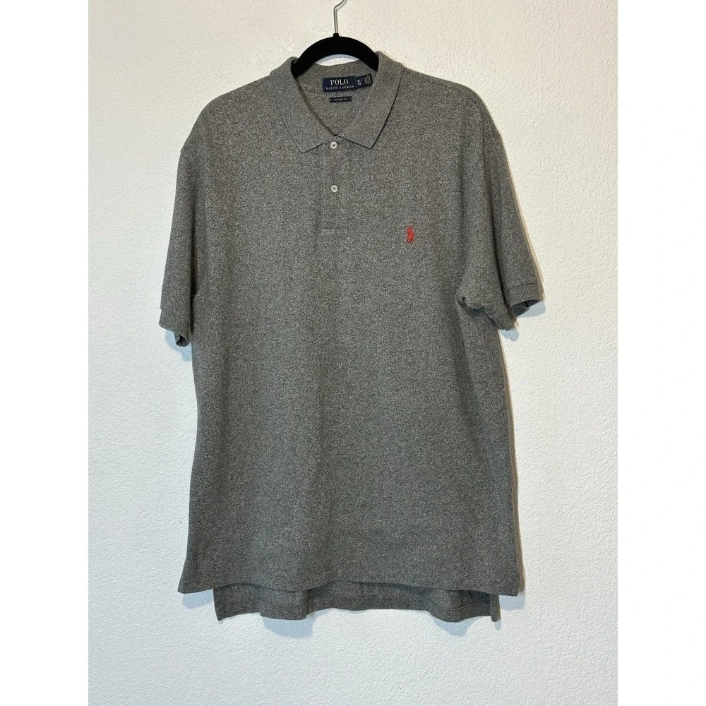 Polo Ralph Lauren Mens XL Gray Heather Classic‎ Fit Polo Shirt Red Pony Logo